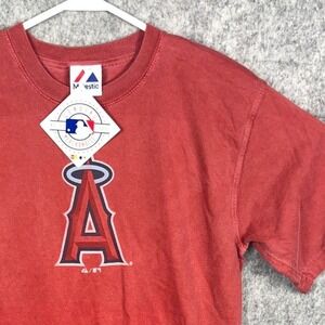 Majestic Los Angeles Angels MLB T-Shirt Mens Small Red Cotton Graphic Tee NWT